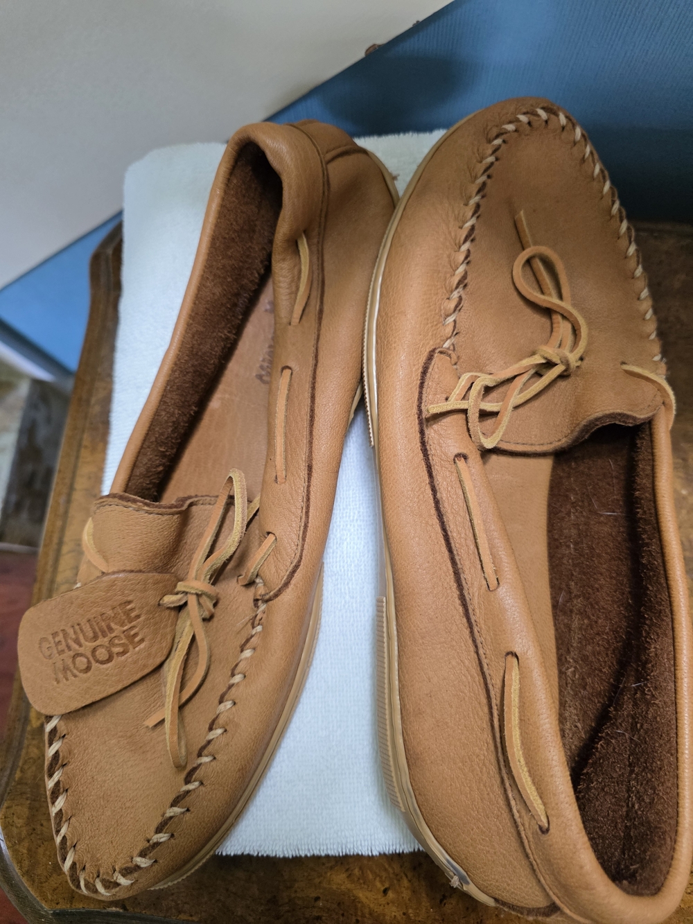 Men’s Tan Leather Moccasin Slippers